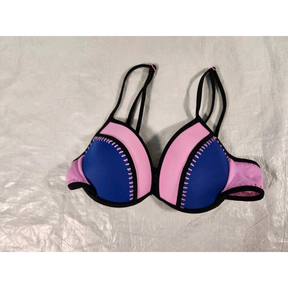 Victorias Secret Blue Pink The Fabulous Surf Crochet Swim Bikini Top 32B